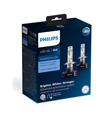 Автолампи PHILIPS, X-tremeUltinon LED H4 6000K, 2 бр/к-т